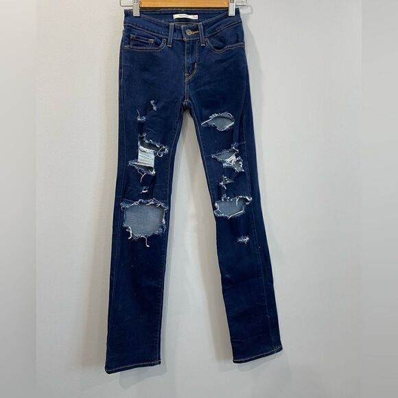 Levi’s Distressed 714 Straight Jeans - Picture 1 of 9